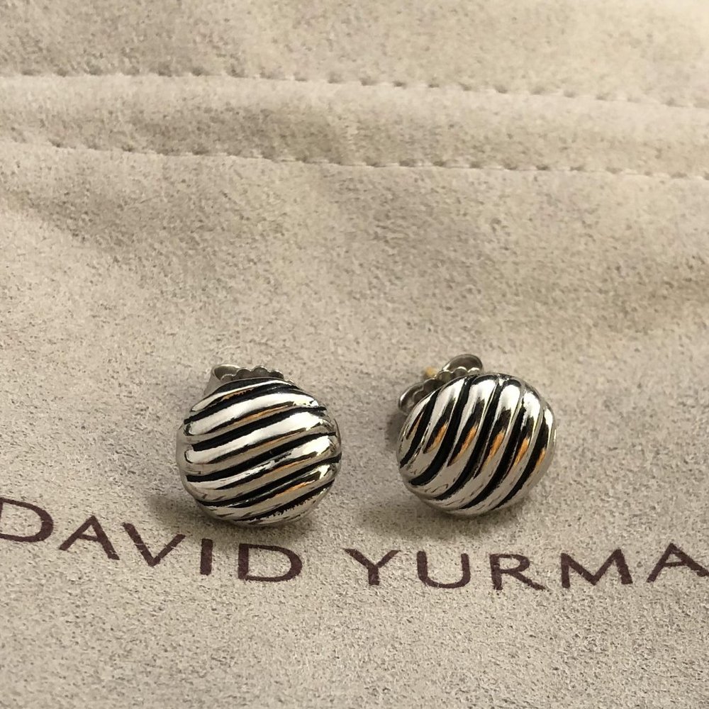 Used David Yurman Sculpted Cable Stud Earrings in Sterling Silver